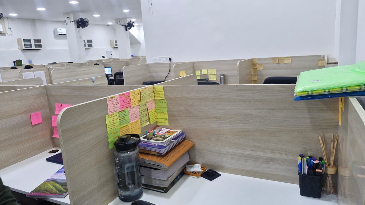 Aspirant Study Carrel with Formula Notes and Books at Restart