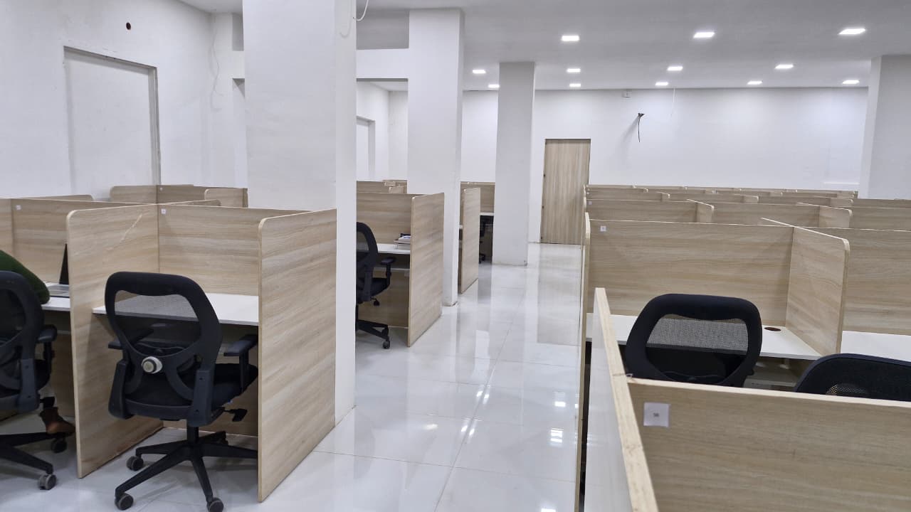 Hallway of Private Study Cabins and Ergonomic Chairs